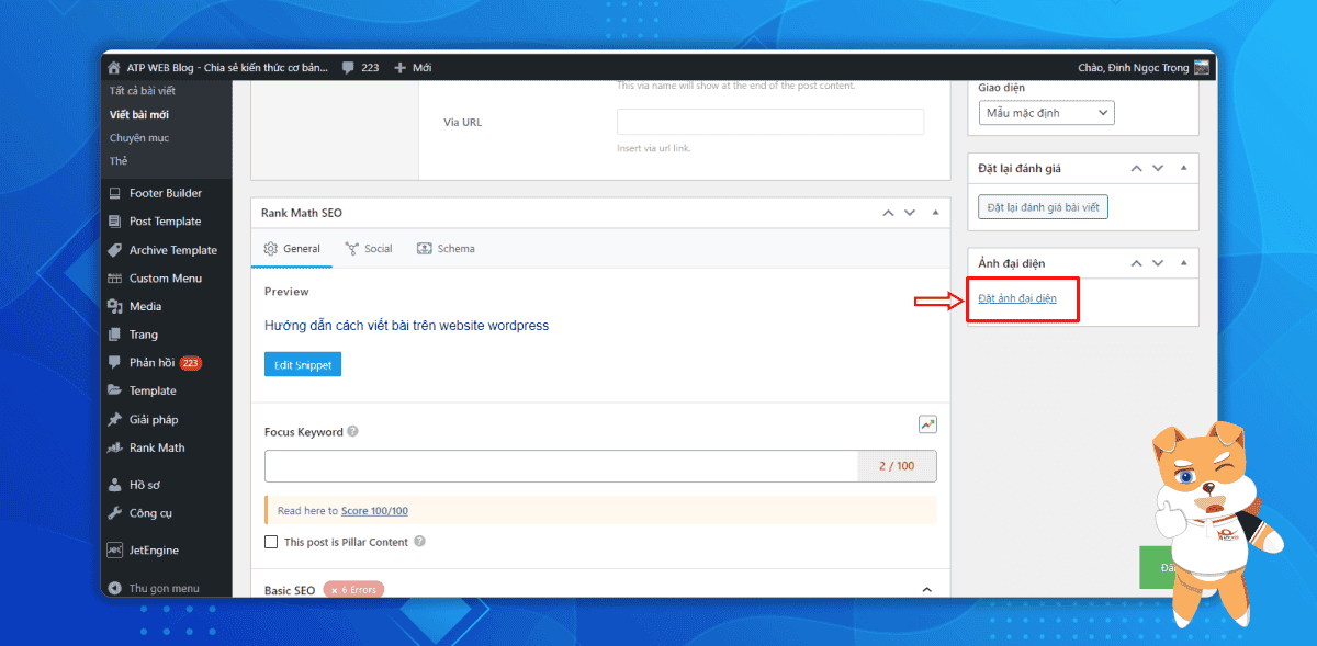 Hướng dẫn cách viết bài trên Website Wordpress chi tiết từ A-Z mới nhất 11 Chọn ảnh tiêu biểu