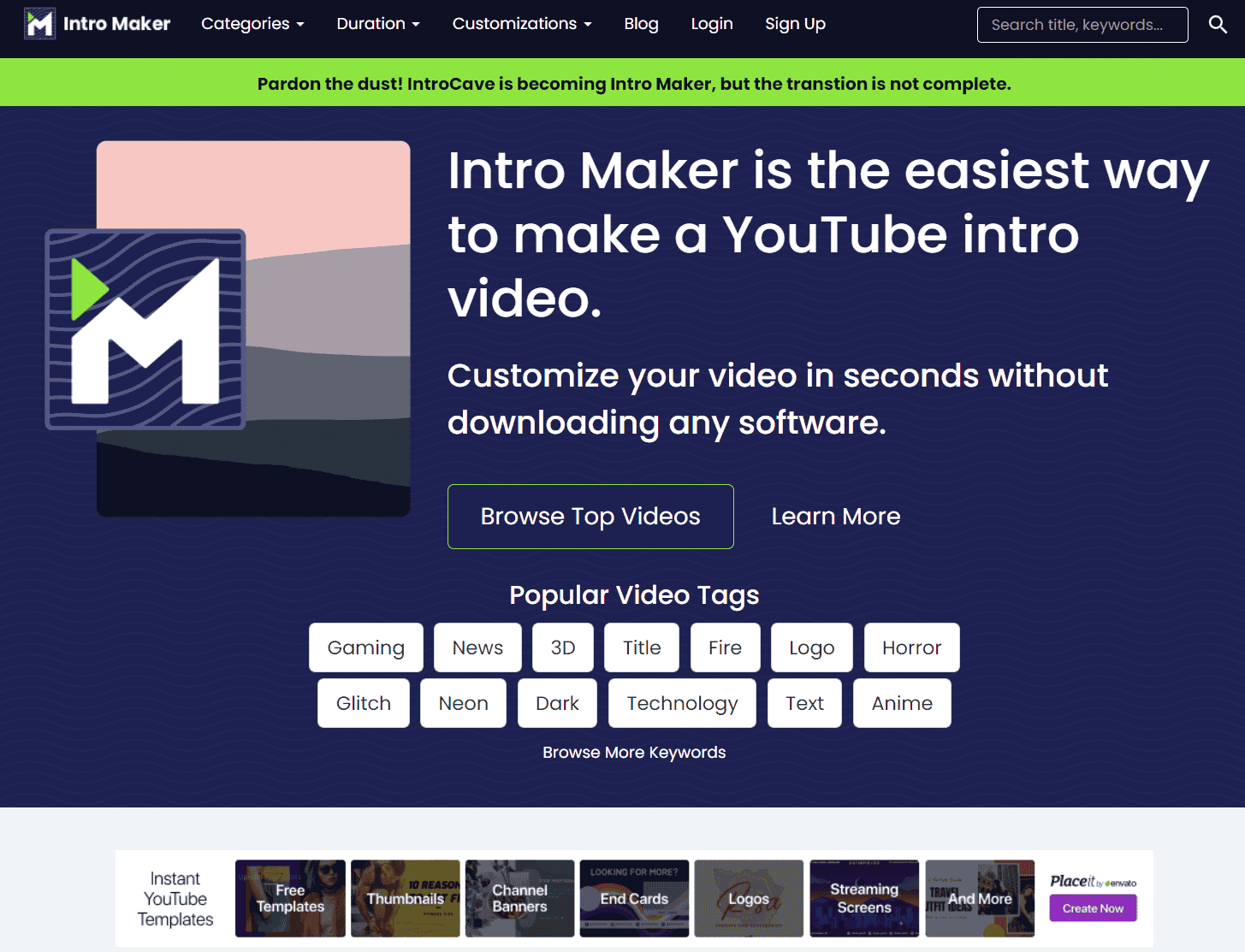 phần mềm tạo intro video intromaker