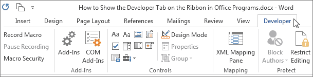 Cách kích hoạt Tab nhà phát triển cho Office 2010-2019