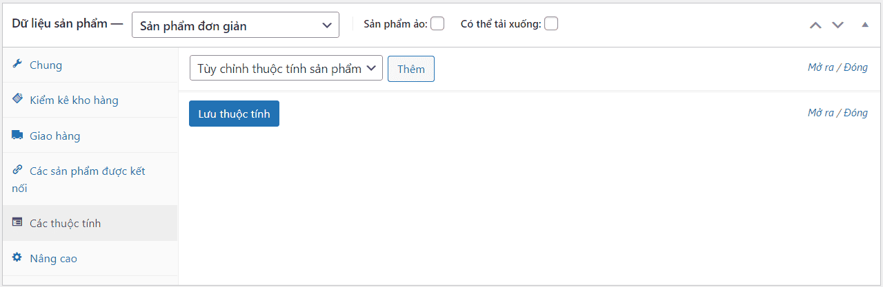 Các thuộc tính sản phẩm