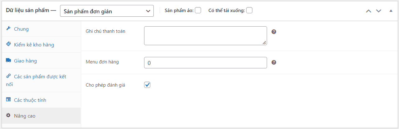 Tùy chỉnh sản phẩm nâng cao