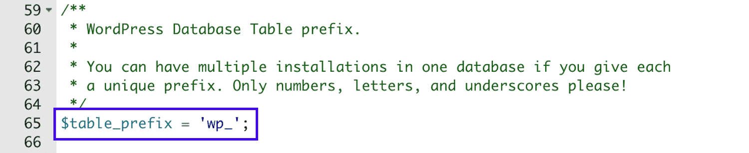 Kiểm tra database prefix