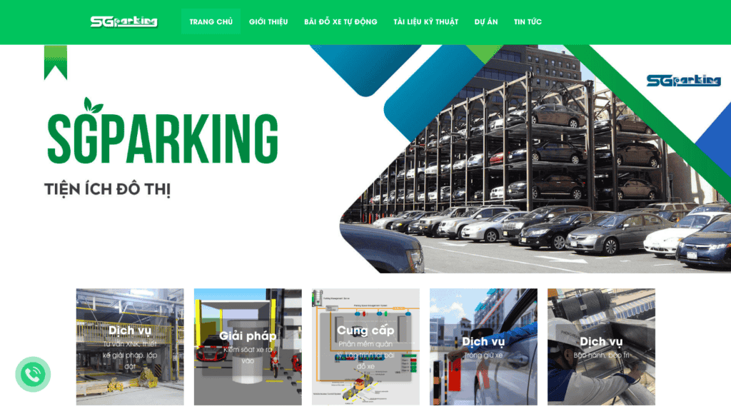 Giao diện website bãi đỗ xe tự động giống Sài Gòn Parking