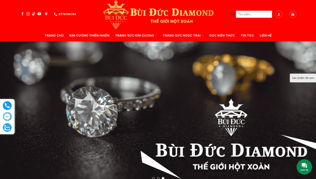 Giao diện website Kim cương theo mẫu Bùi Đức Diamond