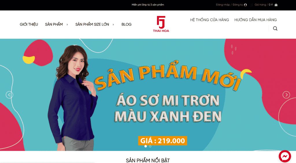 Giao diện website thời trang theo mẫu Shop Thái Hòa