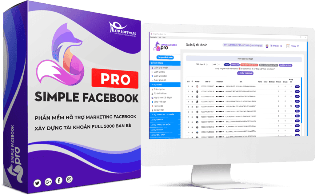 simple facebook pro dashboard ATPWeb - Khởi Tạo Ngôi Nhà Online