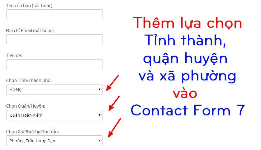 Thêm lựa chọn địa chỉ tỉnh thành vào contact form 7