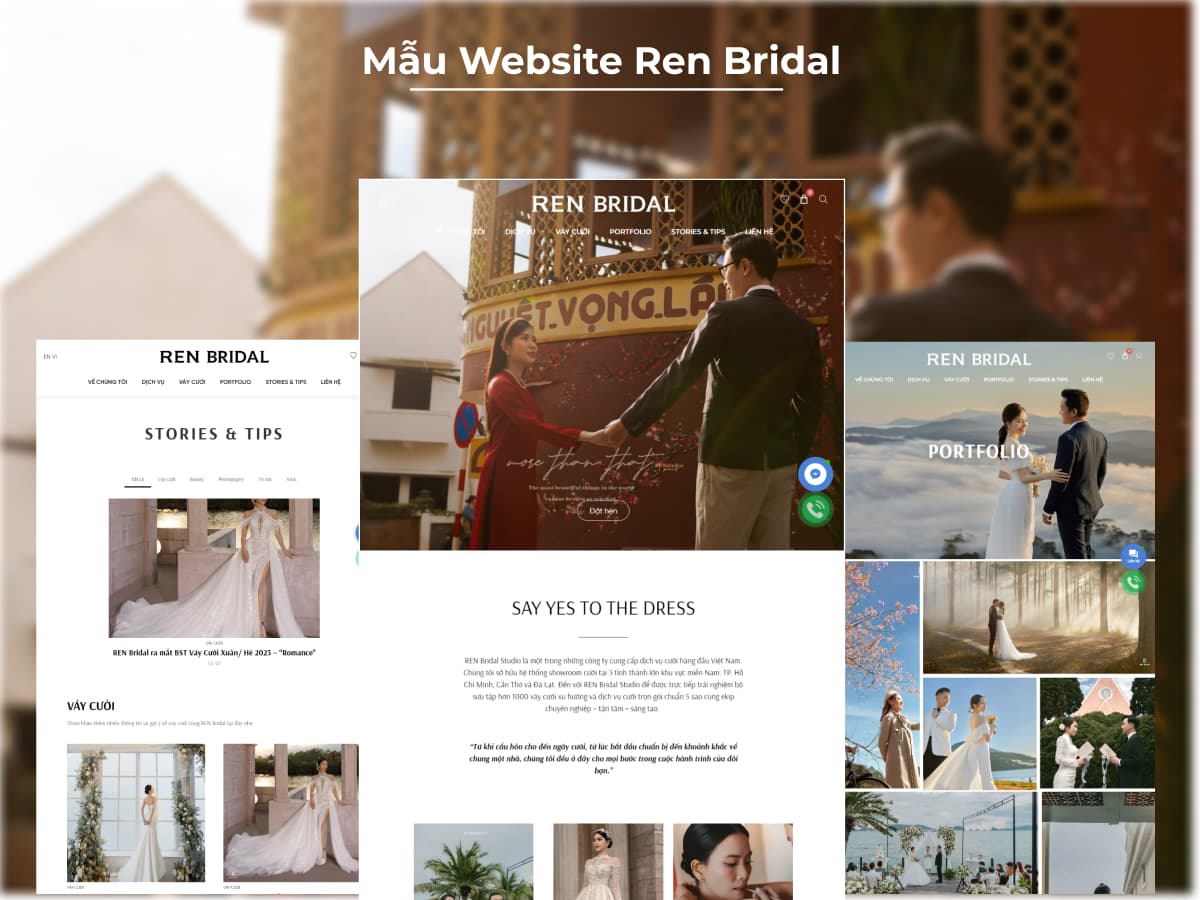 Template website bán hàng váy cưới Ren Bridal