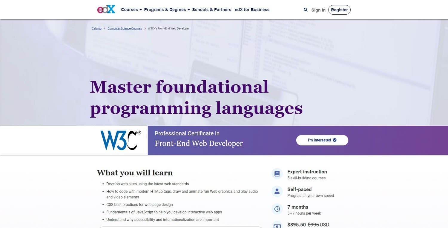 w3cx course front end development ATPWeb - Khởi Tạo Ngôi Nhà Online