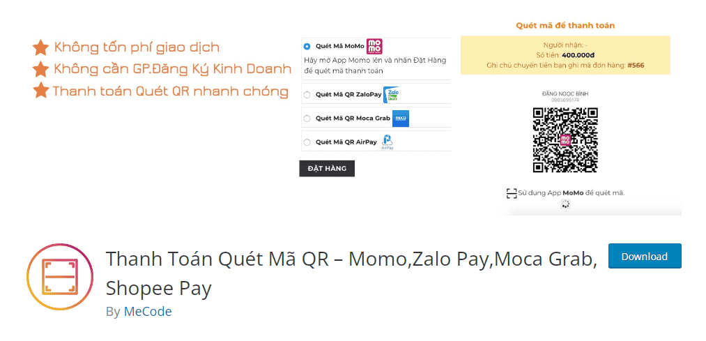 Thanh Toan Quet Ma QR – MomoZalo PayMoca Grab Shopee Pay ATPWeb - Khởi Tạo Ngôi Nhà Online