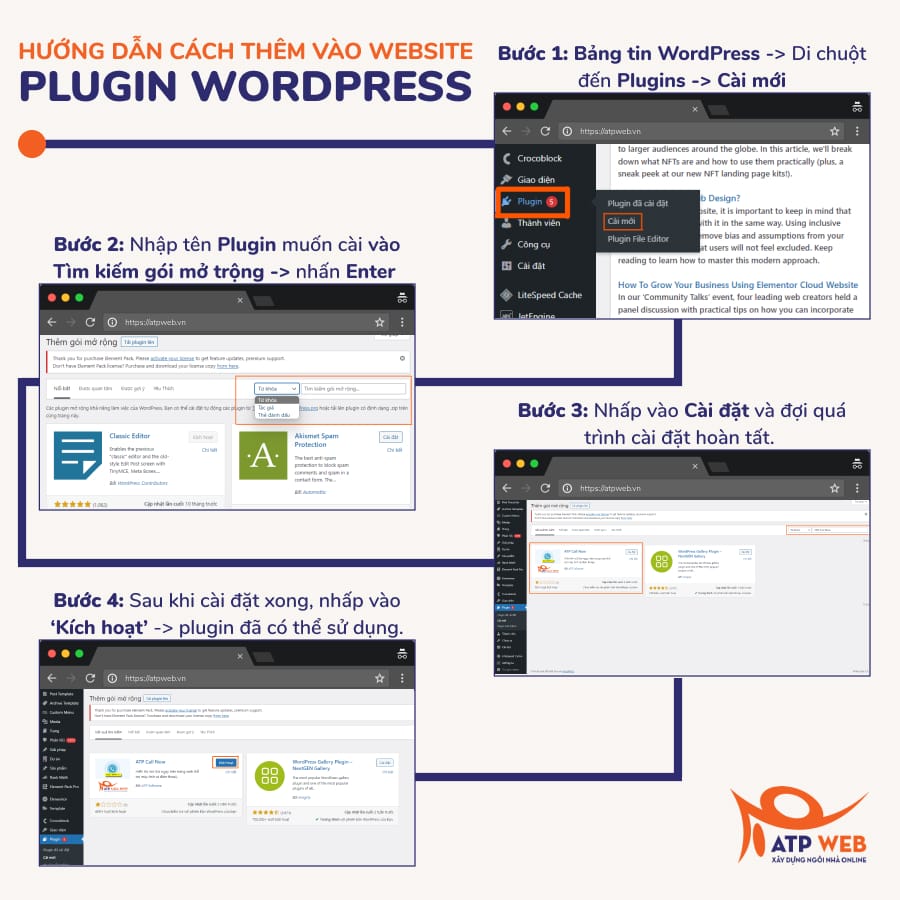 Các bước cài đặt Plugin WordPress