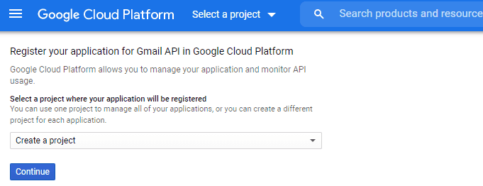 Đăng ký ứng dụng Gmail API