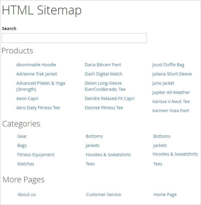 HTML sitemap