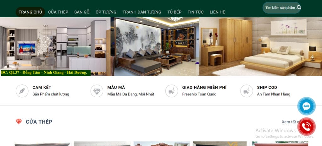 Giao diện Website Nội thất 2