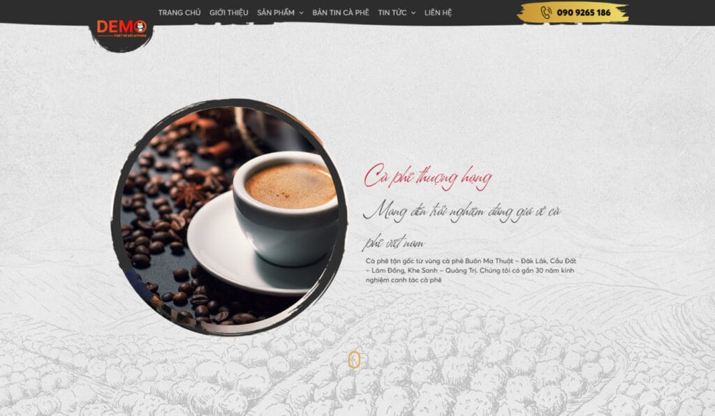 Giao diện Website Thương hiệu Cà phê 01