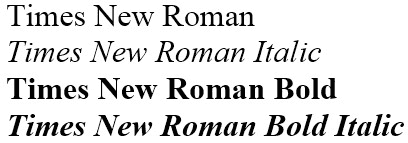 Times New Roman family